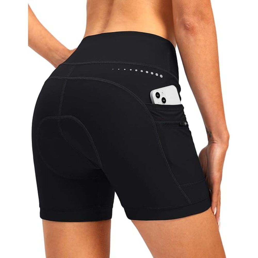 Women's 4D Padded Bike Shorts Cycling Road Mountain Biking Zipper Pockets (S)